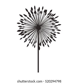 silhouette dandelion with stem and pistil