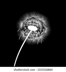 Silhouette of a dandelion. vector illustration isolated an black background for poster,wallpaper and other uses