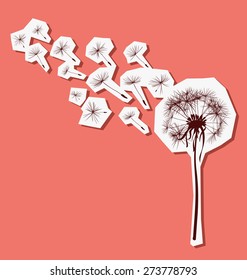 silhouette of dandelion in the wind