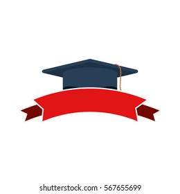 Silhouette Dark Blue Graduation Cap Red Stock Vector (Royalty Free ...