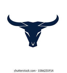 Silhouette of dark bull head with sharp aggressive eyes isolated on light background suit for sport club logo, automotive industry logo other marketing material