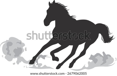 Silhouette of a dashing horse