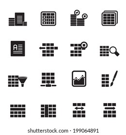 Silhouette Database And Table Formatting Icons - Vector Icon Set
