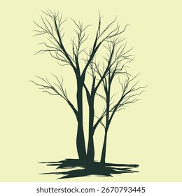 silhouette of dead tree illustration 