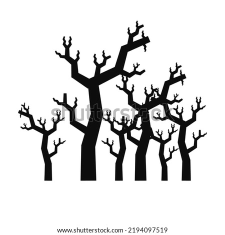 Silhouette dead tree illustration on islated background.