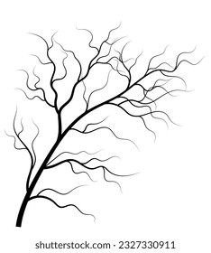 Silhouette dead tree standing alone, graphic element design, for decoration in halloween.