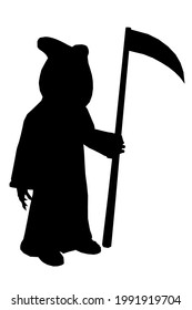 Silhouette of death with a scythe on a white background. Isometric view. Vector illustration