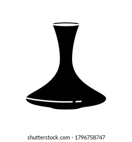 Silhouette Decanter. Icono de contorno del vaso de vidrio para el vino tinto. Simple ilustración negra de un gran frasco elegante para degustación de vinos. Pictograma vector plano aislado, fondo blanco