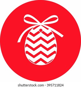 silhouette of a decorative Easter egg with a bow on a red background. vector illustration.
