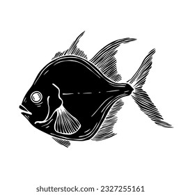 Silhouette of a decorative fish.Vector graphics.