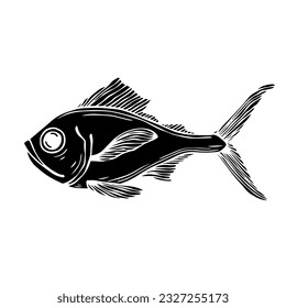 Silhouette of a decorative fish.Vector graphics.