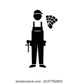 Silhouette of Decorator with Color Swatches - Design Choice
