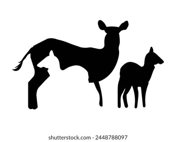 Silhouette Deer animal Mother's Day flat design