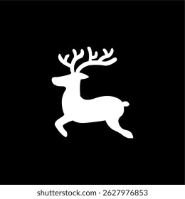 Silhouette of a Deer with Antlers on Black Background
