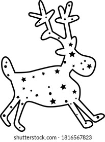 Silhouette deer, cartoon animal, illustration