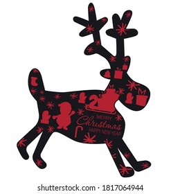 Silhouette deer, cartoon animal, illustration