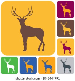 Silhouette of the deer. Flat deer icon.