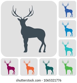 Silhouette of the deer. Flat deer icon.

