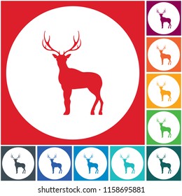 Silhouette of the deer. Flat deer icon.

