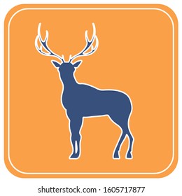 Silhouette of the deer. Flat deer icon.

