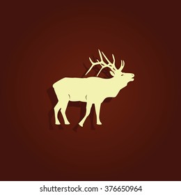 Silhouette of the deer. Flat deer icon.