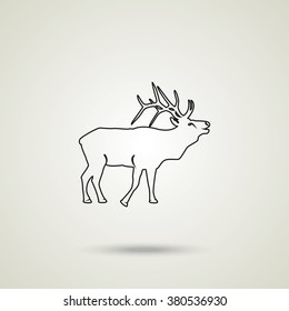 Silhouette of the deer. Flat deer icon.