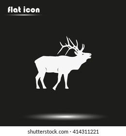 Silhouette of the deer. Flat deer icon.