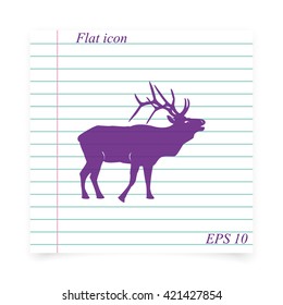 Silhouette of the deer. Flat deer icon.