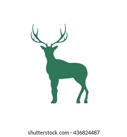 Silhouette of the deer. Flat deer icon.

