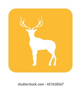 Silhouette of the deer. Flat deer icon.
