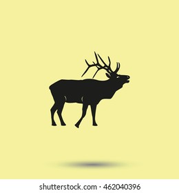 Silhouette of the deer. Flat deer icon.