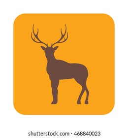 Silhouette of the deer. Flat deer icon.

