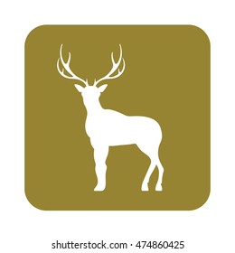 Silhouette of the deer. Flat deer icon.