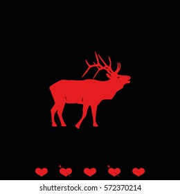 Silhouette of the deer. Flat deer icon.