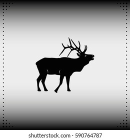 Silhouette of the deer. Flat deer icon.