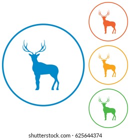 Silhouette of the deer. Flat deer icon.