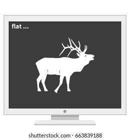 Silhouette of the deer. Flat deer icon.