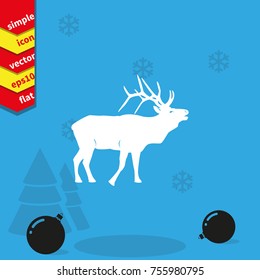 Silhouette of the deer. Flat deer icon.