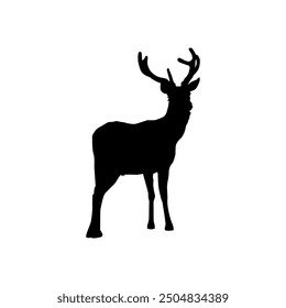 Silhouette of the Deer. Flat style, can use for Logo Gram, Emblem, Animal Illustration, Pictogram, or for Graphic Design Element. Vector Illustration