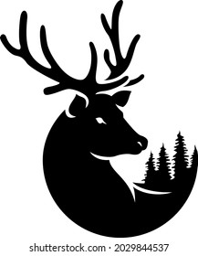 Silhouette of Deer with forest in the background