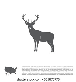 silhouette deer with great antler 