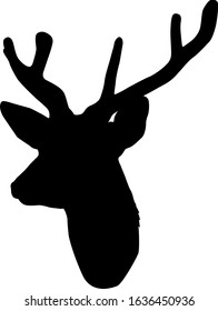 Silhouette deer with great antler on white background