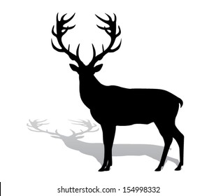 silhouette deer with great antler/animal/ vector illustration 