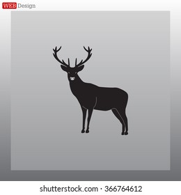 silhouette deer with great antler/animal/ vector illustration