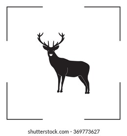 silhouette deer with great antler/animal/ vector illustration