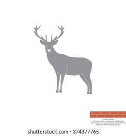silhouette deer with great antler/animal/ vector illustration