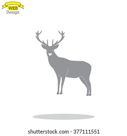 silhouette deer with great antler/animal/ vector illustration