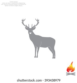 silhouette deer with great antler/animal/ vector illustration