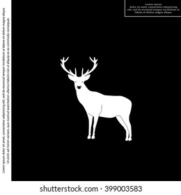 silhouette deer with great antler/animal/ vector illustration