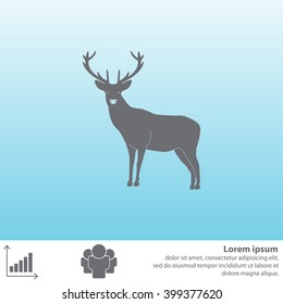 silhouette deer with great antler/animal/ vector illustration